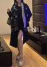 MO&Co.大衣綿羊毛山羊絨長(cháng)款毛呢外套附腰帶 黑色 S 160 曬單實(shí)拍圖
