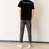 羅蒙（ROMON）2025夏季薄款休閑褲男新款百搭九分褲男生修身男士直筒褲子 九分深灰 32 /建議130-140斤 曬單實拍圖
