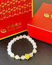 中國黃金（CHINA GOLD）黃金蓮花貓眼石手串女款足金串珠手鏈情人節(jié)節(jié)日禮物送女友老婆 蓮花手鏈 約0.42g【國金禮盒】 曬單實拍圖