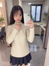 莫代爾加絨打底衫女半高領(lǐng)秋冬季純色簡約加厚修身內(nèi)搭保暖百搭長袖t恤 米白色 M 適合80-100斤 曬單實拍圖