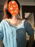 CHUU彩虹扣針織開(kāi)衫女2025秋新品洋氣甜美軟萌麻花設(shè)計(jì)毛衣外套 淺藍(lán) 均碼 曬單實(shí)拍圖