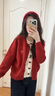 派吉鯊韓系蝴蝶結紅色假兩件開(kāi)衫毛衣女秋冬2025新款松弛感慵懶風(fēng)針織衫 紅色 S 80-90斤 曬單實(shí)拍圖