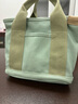 衛亮日本樂(lè )天帆布新款包包千層包便當包手提袋手拎包單肩斜挎帆布女包 820-1斜挎-果綠色 【小】 曬單實(shí)拍圖