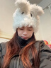 槿城可愛(ài)卡通小狗帽子女秋冬長(cháng)耳朵加厚包頭套頭帽保暖毛絨雷鋒帽M153 白色 均碼【54-59cm】 曬單實(shí)拍圖