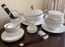 法漫玫 金邊骨瓷碗碟套裝景德鎮(zhèn)酒店會(huì)所餐具高檔釉下彩碗盤喬遷禮品 蒂爵雅馨 高檔禮盒 52頭 曬單實(shí)拍圖