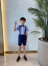 羅蒙畢業(yè)兒童畢業(yè)演出服套裝男女童表演服小學(xué)生幼兒園班服合唱團(tuán)服夏 男童：短袖襯衫+短褲+背帶+領(lǐng)結(jié) 140 曬單實(shí)拍圖