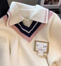 羅蒙（ROMON）假兩件毛衣少女秋冬2025新款初中高中學(xué)生寬松打底加厚外穿針織衫 米白色 均碼 -80-140斤拍 曬單實(shí)拍圖