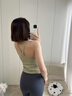 MAIA ACTIVE自帶杯 免穿BRA休閑日常交叉肩帶背心健身運動(dòng)文胸瑜伽內衣女 苔蘚綠(及腰款) M 曬單實(shí)拍圖
