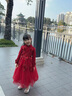 小咔衣濃女童紅色主持人禮服裙花童婚紗兒童長(cháng)袖生日鋼琴演出服公主裙秋冬 酒紅色長(cháng)袖長(cháng)款 130 曬單實(shí)拍圖