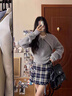風(fēng)采兔毛衣女2024秋冬新款甜美撞色洋氣半拉鏈翻領(lǐng)慵懶風(fēng)復(fù)古坑條針織衫 淺灰色 均碼 曬單實(shí)拍圖