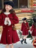 G.DUCKKIDS小黃鴨童裝女童連衣裙秋冬季加厚保暖中大童小香風(fēng)拜年服兒童裙子 小香風(fēng)紅色裙子 130 建議7~8歲【120-130cm】cm 曬單實(shí)拍圖
