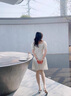 太平鳥夏季新款繡花短款連衣裙扭結(jié)V領(lǐng)泡泡袖a字裙女 白色 L 曬單實(shí)拍圖