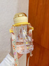 納登可愛兒童吸管杯幼兒園男女學(xué)生防摔塑料杯夏季高顏值便攜背帶水壺 黃色+貼紙 570ml 1個(gè) 曬單實(shí)拍圖