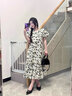 棉致連衣裙女夏季2025新款氣質(zhì)中長(cháng)款短袖V領(lǐng)雪紡碎花荷葉袖大擺長(cháng)裙 圖片色 S 曬單實(shí)拍圖