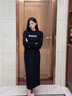 RUIQIUER連衣裙女春秋季新款女裝港風(fēng)小眾百搭寬松套頭衛(wèi)衣休閑套裝裙子 上衣+裙子 S 曬單實(shí)拍圖