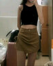 軒萊雅2024夏季黑色辣妹短裙女顯瘦抽褶高腰不規則a字包臀半身裙褲潮ins 卡其色 L 曬單實(shí)拍圖