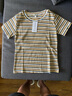紅蜻蜓正肩t恤女短袖夏季新款薄款修身顯瘦撞色條紋t桖短款上衣 黃色短袖 L 曬單實(shí)拍圖