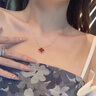 洛希曼四葉草項鏈女時尚飾品生日禮物送女朋友老婆【免費刻字】 豪華禮盒+刻字黑瑪瑙項鏈+手鏈 曬單實拍圖
