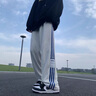 康坦汀褲子男春秋季美式高街條紋寬松直筒褲青少年學(xué)生運動(dòng)休閑衛長(cháng)褲 灰色 XL【推薦120-145斤】 曬單實(shí)拍圖