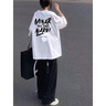 純棉重磅白色印花字母短袖t恤女夏季2025新款寬松中長(zhǎng)款半袖上衣 白色【純棉重磅】 XL （120-140斤） 曬單實(shí)拍圖