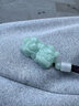 故石緬甸A貨翡翠滿綠色全手工霸王招財如意貔貅男女款糯冰種玉掛件 男款霸王招財貔貅【配頸飾掛繩】 曬單實拍圖