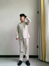俞兆林（YUZHAOLIN）男士睡衣男25年春秋新款純棉長(cháng)袖長(cháng)褲套裝秋冬天全棉大碼家居服 NSWJH-淺灰【100%純棉套裝】 XL (建議120-140斤) 曬單實(shí)拍圖