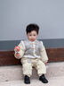 班喜迪嬰兒秋冬衣服嬰幼兒連體衣過(guò)年拜年服男寶寶周歲禮服外出棉服春秋 米色 90cm 曬單實(shí)拍圖