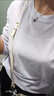 PMOG白色針織t恤女長袖罩衫夏季冰絲寬松打底衫薄款透視外穿上衣 白色 XL 建議115-130斤 曬單實拍圖