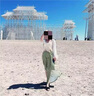 確不凡沙灘褲女寬松海邊度假可下水長褲民族風(fēng)寬松闊腿褲裙波西米亞裙褲 黃綠格子闊腿褲 M 曬單實拍圖