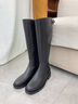 他她盧昱曉同款超模靴騎士靴長(cháng)靴女靴子秋冬 黑色 35 曬單實(shí)拍圖