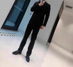CAIDEN KETCH品牌男裝西服套裝男是2025春秋新款免燙商務(wù)休閑韓版修身正裝外套 高檔黑色 【現(xiàn)貨速達(dá)】 XL 180 （建議136-155斤） 曬單實拍圖