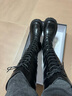 達芙妮長(cháng)筒靴女2026秋冬新款V口系帶高筒瘦瘦靴女百搭粗跟顯瘦騎士靴女 黑色【主圖加絨款】 40 曬單實(shí)拍圖