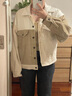 Levi's李維斯女士美式寬松經(jīng)典時(shí)尚街頭拼色燈芯絨棉服夾克外套 米色/卡其色 M 曬單實(shí)拍圖