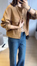YOMC立領(lǐng)咖色短款外套女2024年春秋新款胖mm美式復古百搭氣質(zhì)夾克上衣 咖色 L 【建議100-120斤】 曬單實(shí)拍圖
