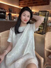 clotho Rennie品牌女裝真絲連衣裙女2025夏季新品小個子優(yōu)雅名媛風桑蠶絲中長款 杏色 M 曬單實拍圖