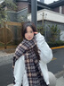 創(chuàng  )京懿選日系復古深咖色圍巾女冬季學(xué)生保暖百搭氣質(zhì)格子韓版圍脖男 封邊暗橘咖格 曬單實(shí)拍圖