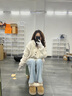 DXOT2025灰色連帽毛衣開(kāi)衫外套女秋冬季韓系穿搭oversize慵懶風(fēng)針織衫 灰色 M 建議95-110斤 曬單實(shí)拍圖