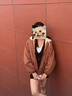 月半晴（YUEBANQING）加絨加厚連帽牛仔外套女裝2025新款秋冬寬松時尚顯瘦慵懶風(fēng)派克服 咖啡色[] 加絨 M [建議100-115斤] 曬單實拍圖