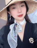 ALLFOND真絲小方巾女絲巾2023新款薄款桑蠶絲圍巾脖子紗巾春秋高級感秋冬 野紅梅寶石藍(lán) 中方巾 曬單實拍圖