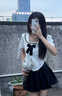 婍妡（Qeeshine）夏季新款美式學院風jk制服套裝海軍領蝴蝶結(jié)水手服設計感小眾上衣 水手服+百褶裙+腰帶 【三件套】 S 建議90斤內(nèi) 曬單實拍圖
