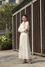 歌力思（ELLASSAY）2025春夏新款優(yōu)雅氣質(zhì)褶皺遮胯顯瘦長(cháng)款半身裙女EWB362Q00700 純凈白 S 曬單實(shí)拍圖