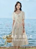 茵曼（INMAN）文藝清新連衣裙女夏花邊桃心領收腰泡泡袖18322|392 悠蘭杏 L 曬單實拍圖