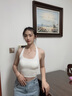 如鉆吊帶背心女帶胸墊綁帶性感美背內搭露臍春夏季百搭棉無(wú)袖打底上衣 白色 M 曬單實(shí)拍圖