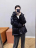clotho Rennie品牌女裝短款羽絨服女小個(gè)子2025冬季新款韓版收腰連帽加厚外套 黑色 M 曬單實(shí)拍圖