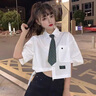 梓洛蘭ZiLuolan2025夏季閨蜜學(xué)生套裝韓版寬松設(shè)計(jì)感襯衫+不規(guī)則半身裙 白襯衣+黑裙子+領(lǐng)帶 L 建議110-125斤 曬單實(shí)拍圖