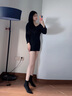 迪芙斯DFuse女靴冬季新款短靴女尖頭氣質(zhì)細(xì)跟高跟彈力瘦瘦靴女 經(jīng)典黑色 35 曬單實(shí)拍圖