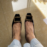 NINE WEST/玖熙牛漆皮革女單鞋優(yōu)雅方頭淺口粗跟通勤鞋NH208005FT黑色 39 曬單實拍圖
