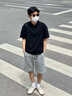 衣然呈品短袖polo衫男夏季新款簡約透氣寬松舒適休閑百搭翻領(lǐng)T恤半袖上衣 黑色 L【建議110-125斤】 曬單實拍圖