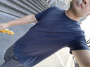 季言夏季t恤男短袖莫代爾棉圓領(lǐng)修身打底衫透氣半袖降溫冰絲涼感t恤男 藏青色 2XL 曬單實(shí)拍圖