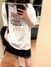 索菲堡 美式純棉卡通小飛象印花百搭短袖T恤女情侶夏季新款寬松重磅上衣 白灰色 M 曬單實拍圖